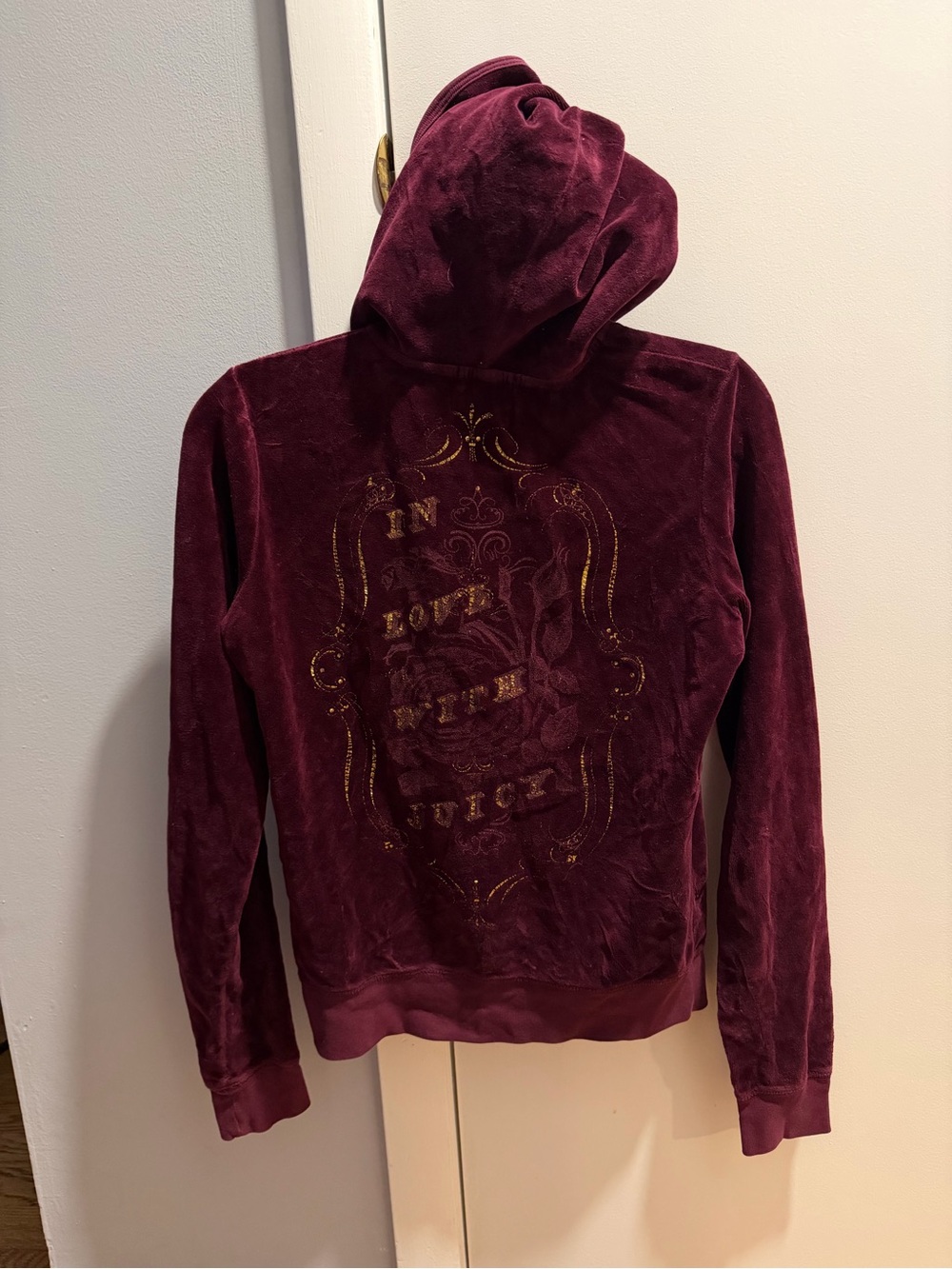 Juicy Couture Wine Velvet Zip-Up Hoodie - Picture 3 of 4